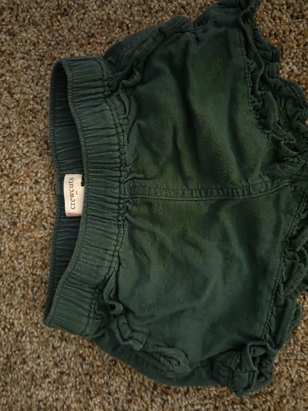 Crewcuts Dark Green Girls Ruffle Cotton Shorts
